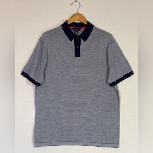 Boden Navy White Striped Polo Shirt Size L Classic Preppy Casual